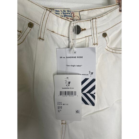 Sandrine Rose The Virgin Label High Rise Straight Leg Jeans Denim White Size 24 - Picture 9 of 9